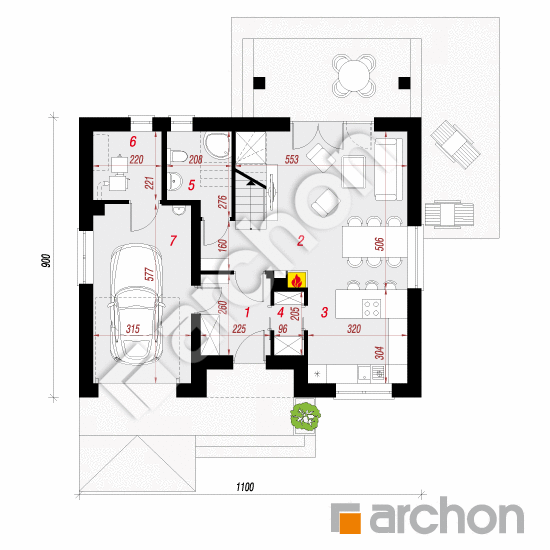Проект будинку ARCHON+ Будинок в яблонках 5 вер.2 План першого поверху
