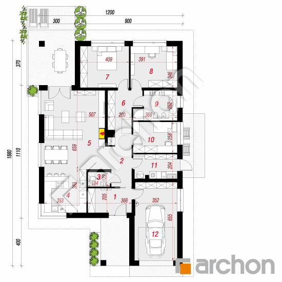 Проект дома ARCHON+ дом в ренклодах 2  План першого поверху