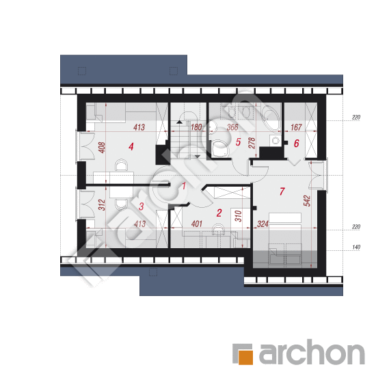 Проект будинку ARCHON+ Будинок у вістерії (Т) План мансандри