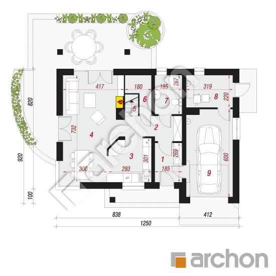 Проект будинку ARCHON+ Будинок у вістерії (Т) План першого поверху