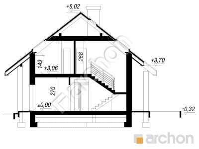 Проект дома ARCHON+ Дом в вистерии (Т) Розріз будинку