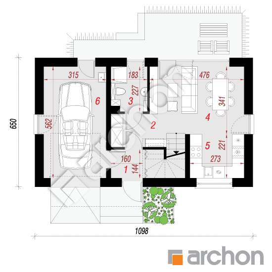 Проект дома ARCHON+ Дом в иберисах 2 (Г) План першого поверху