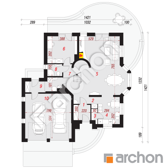 Проект дома ARCHON+ Дом в бергамотах (Г2) вер.2 План першого поверху