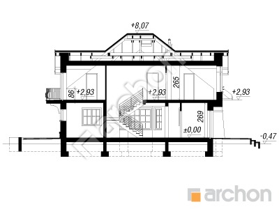 Проєкт будинку ARCHON+ Будинок в бергамотах (Г2) вер.2 Розріз будинку