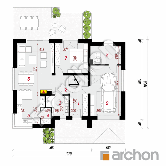Проект будинку ARCHON+ Будинок в медовниках 3 План першого поверху