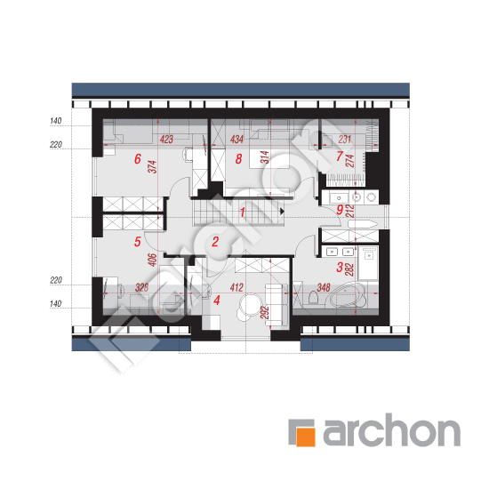 Проект дома ARCHON+ Дом в коммифорах 14 (Е) План мансандри