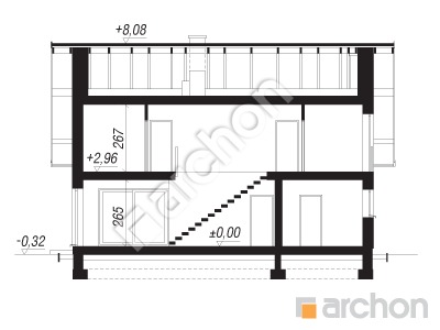 Проєкт будинку ARCHON+ Будинок в комміфорах 14 (Е) Розріз будинку