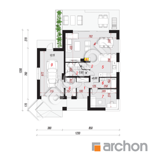 Проект дома ARCHON+ Дом в стрелитциях 2 (Г) План першого поверху