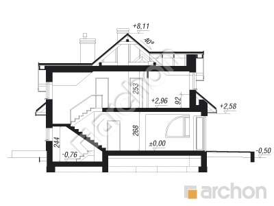 Проект дома ARCHON+ Дом в зефирантесе 2 Розріз будинку