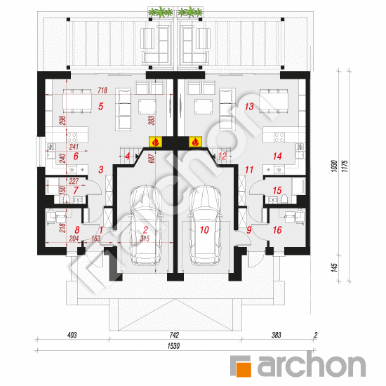 Проект дома ARCHON+ Дом в нарциссах (Р2Б) План першого поверху