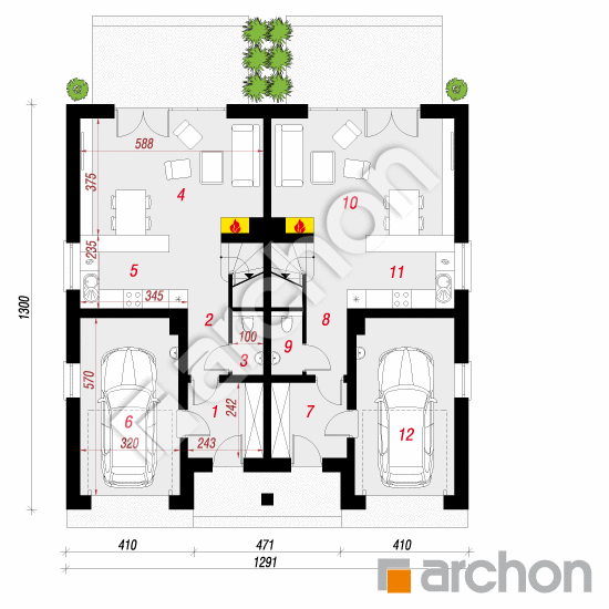 Проект дома ARCHON+ Дом под гинко (ГР2М) План першого поверху