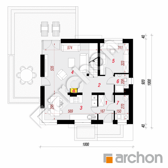 Проект будинку ARCHON+ Будинок в амарилісах 5 (В) План першого поверху