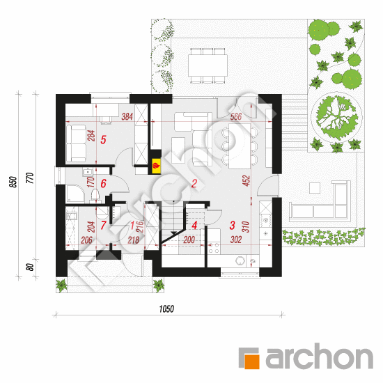 Проект будинку ARCHON+ Будинок в малинівці 11 вер. 2 План першого поверху
