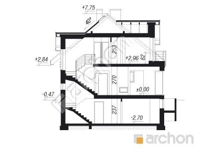 Проект дома ARCHON+ Дом в рододендронах 5 (ВПН) Розріз будинку