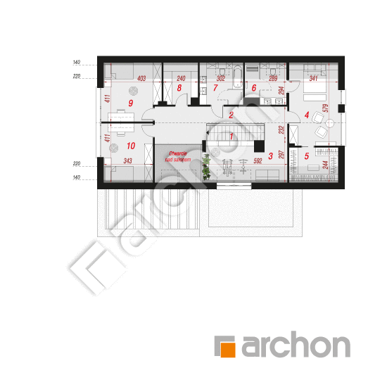 Проект дома ARCHON+ Дом в агапантах 3 (E) ВИЭ План мансандри