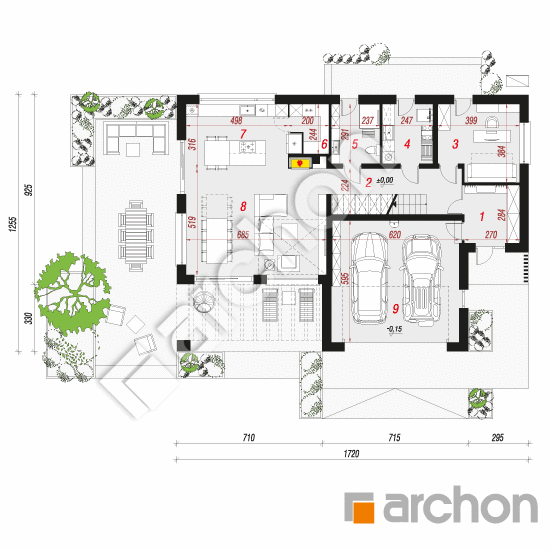 Проект будинку ARCHON+ Будинок в агапантах 3 (E) ВДЕ План першого поверху