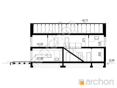 Проєкт будинку ARCHON+ Будинок в агапантах 3 (E) ВДЕ Розріз будинку