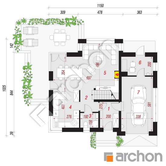 Проект дома ARCHON+ Дом под личи 4 План першого поверху