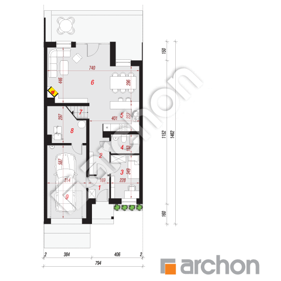 Проект будинку ARCHON+ Будинок в клематисах 7 (С) вер. 3 План першого поверху