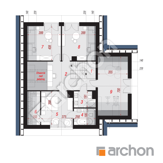 Проект будинку ARCHON+ Будинок в краспедіях План мансандри