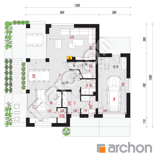 Проект будинку ARCHON+ Будинок в краспедіях План першого поверху