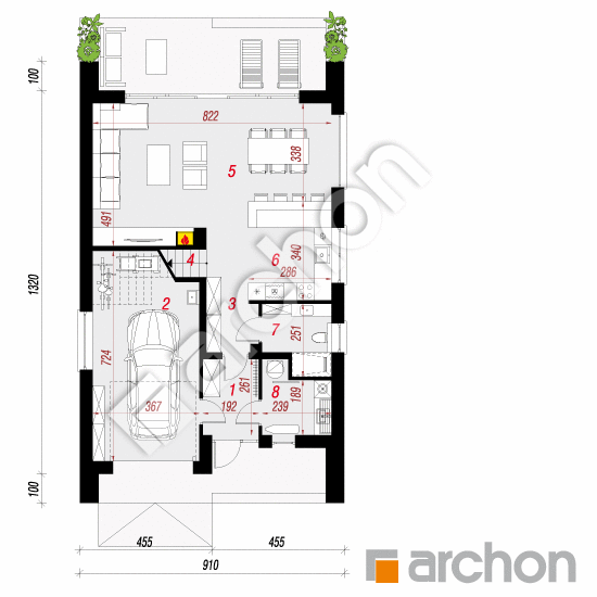Проект дома ARCHON+ Дом в папаверах 5 (Г) План першого поверху