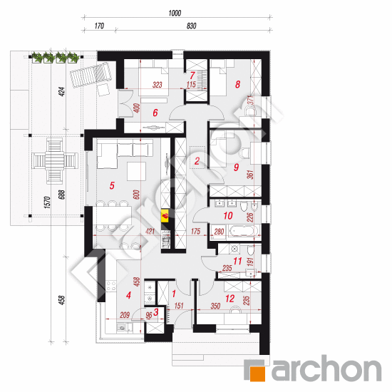 Проект дома ARCHON+ Дом под сверками 2 План першого поверху