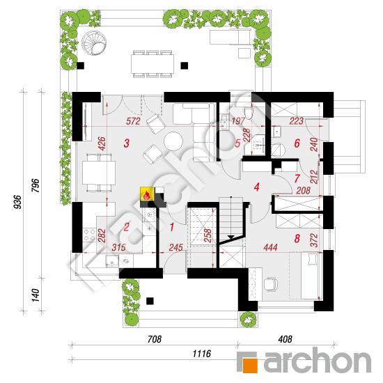 Проект дома ARCHON+ Дом в журавках 2 вер.2 План першого поверху