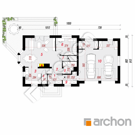 Проект дома ARCHON+ Дом в рододендронах 18 (Г2Т) План першого поверху