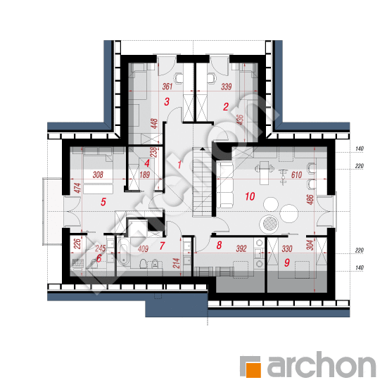 Проект будинку ARCHON+ Будинок в клетрах (Г2) План мансандри