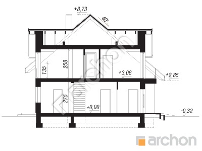 Проєкт будинку ARCHON+ Будинок в ізопірумі 15 (Е) Розріз будинку