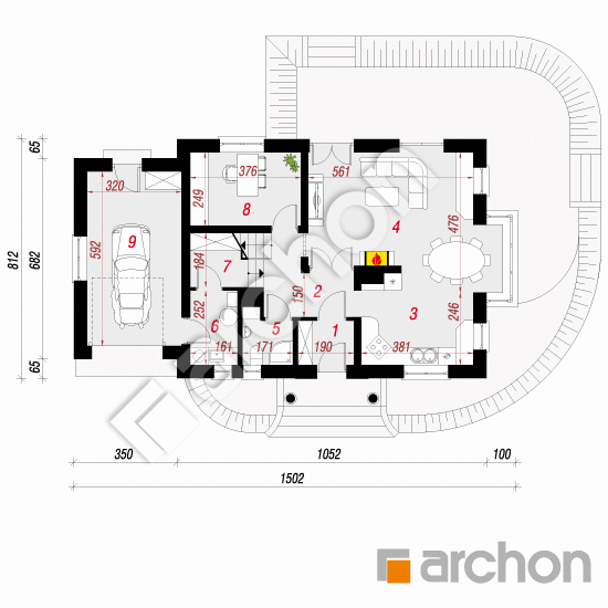 Проект будинку ARCHON+ Будинок в вербенах 2 вер. 2 План першого поверху