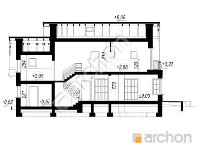 Проект дома ARCHON+ Дом в вербене 2 вер. 2 Розріз будинку
