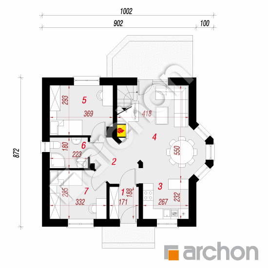 Проект дома ARCHON+ Дом в ягодах (ПД) вер. 2 План першого поверху