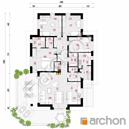 Проект будинку ARCHON+ Будинок в ламбертах План першого поверху