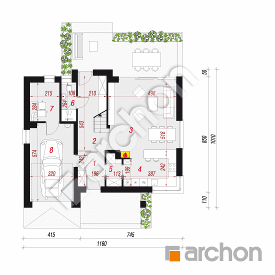 Проект будинку ARCHON+ Вілла Констанція План першого поверху