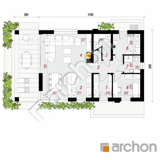 Проект будинку ARCHON+ Будинок в шишковиках 7 План першого поверху