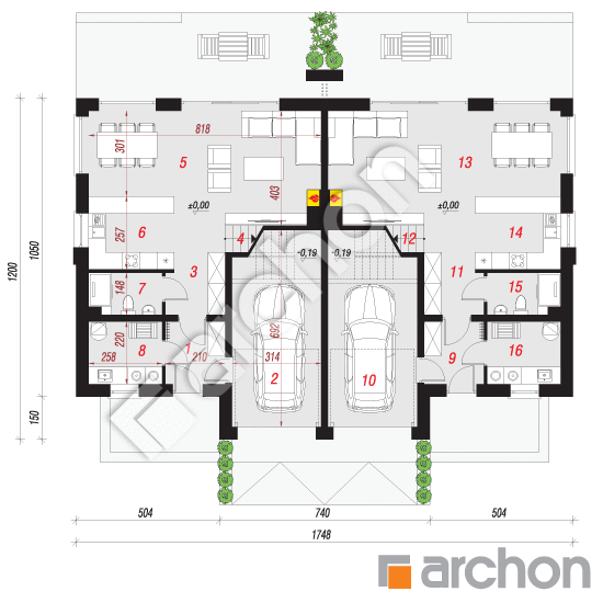 Проект дома ARCHON+ Дом в клематисах 29 (Р2) План першого поверху