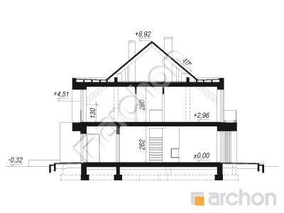 Проєкт будинку ARCHON+ Будинок в клематисах 29 (Р2) Розріз будинку