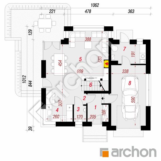 Проект дома ARCHON+ Дом под личи вер.2 План першого поверху