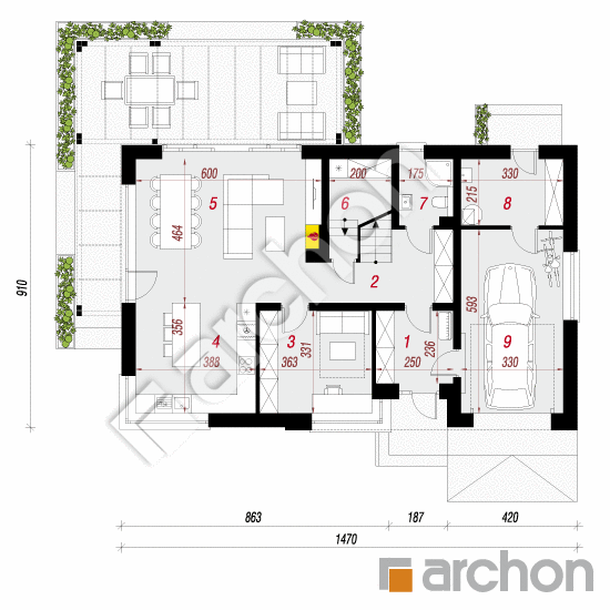 Проект дома ARCHON+ Дом в лилиях 2 План першого поверху