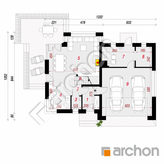 Проект дома ARCHON+ Дом под личи Г2 вер.2 План першого поверху