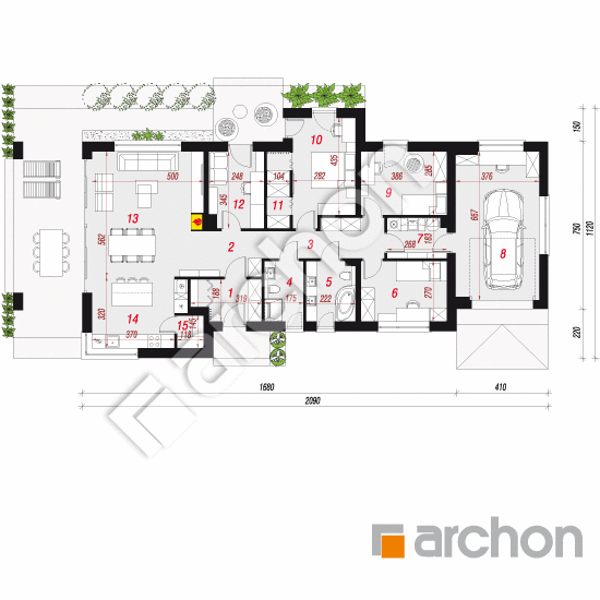 Проект будинку ARCHON+ Будинок в пепероміях (Г) План першого поверху