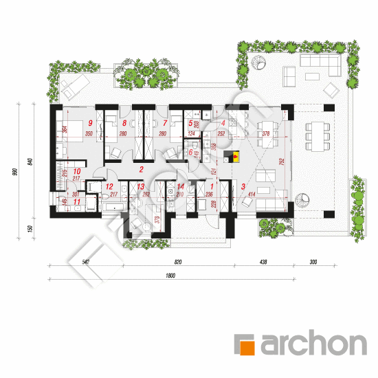 Проект дома ARCHON+ Дом в анемонах 2 План першого поверху
