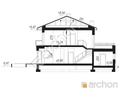 Проект дома ARCHON+ Вилла Адрианна 2 Розріз будинку