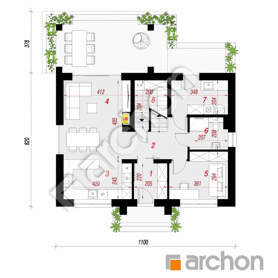 Проект будинку ARCHON+ Будинок в люцерні 15 План першого поверху