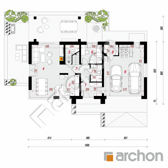 Проект будинку ARCHON+ Будинок в стоколосі (Г2) План першого поверху