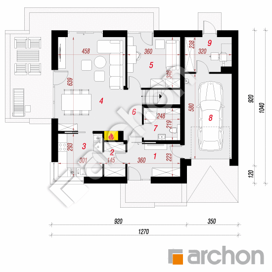 Проект дома ARCHON+ Вилла Эмма План першого поверху