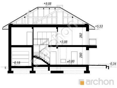 Проєкт будинку ARCHON+ Вілла Емма Розріз будинку