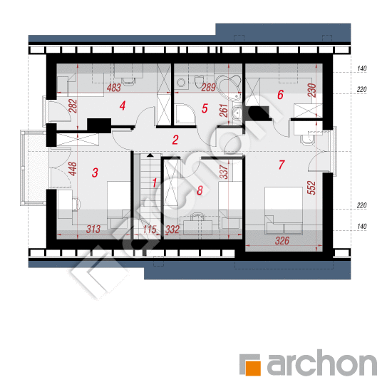 Проект будинку ARCHON+ Будинок в суниці 5 (ГН) вер. 2 План мансандри